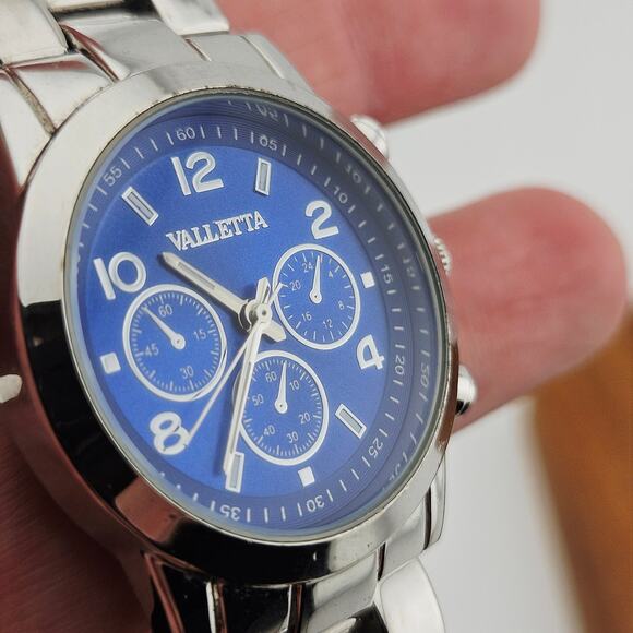 Valletta Unisex Multifunction Watch Silver Tone Link Blue Multidial IF162 - Picture 3 of 7